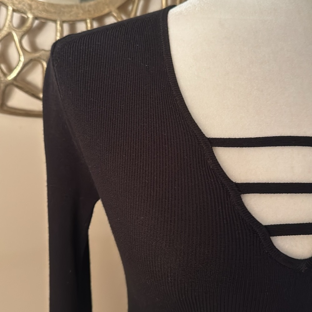 Express Black Ribbed Knit Top - Picture 6 of 7